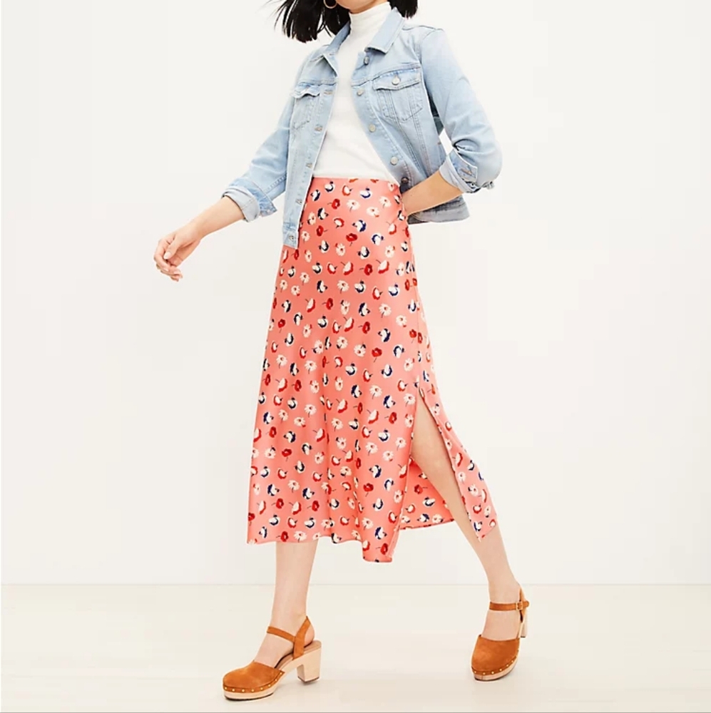 Loft Daisy Midi Skirt | M | Pink Floral
